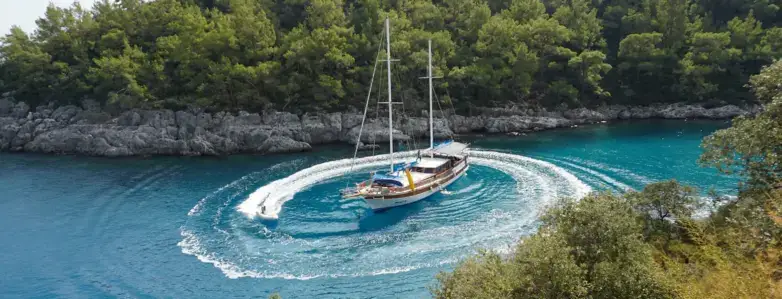 Evening dining setup on gulet